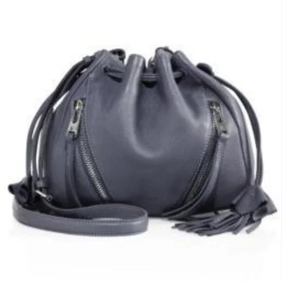 LINEA PELLE Ryan Slate Drawstring Bucket Crossbody Bag Slight Damage PLEASE READ - Picture 3 of 10